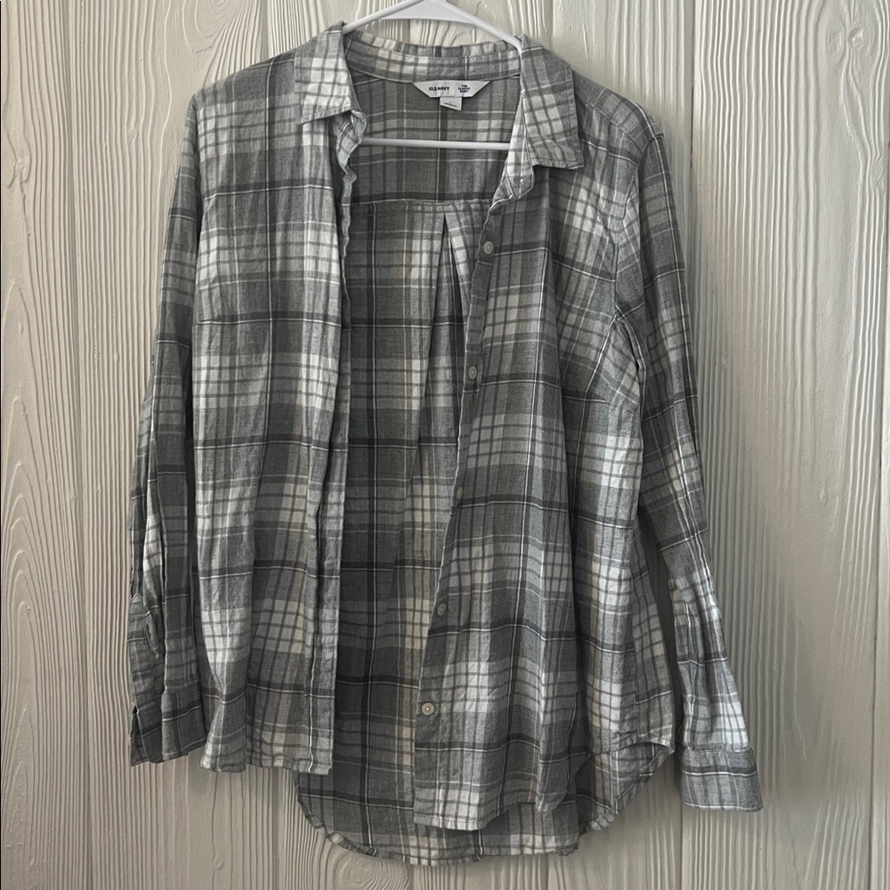 Old Navy Gray Plaid Women's Top